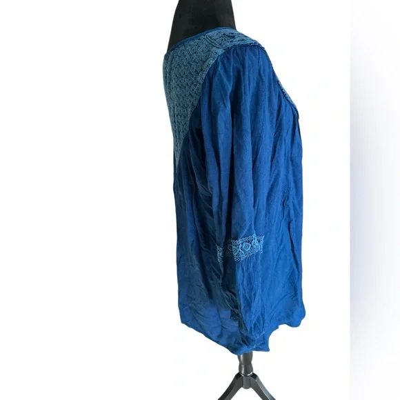 Studio West Boho Peasant Tunic Top – Blue – Size 2X - Picture 3 of 10